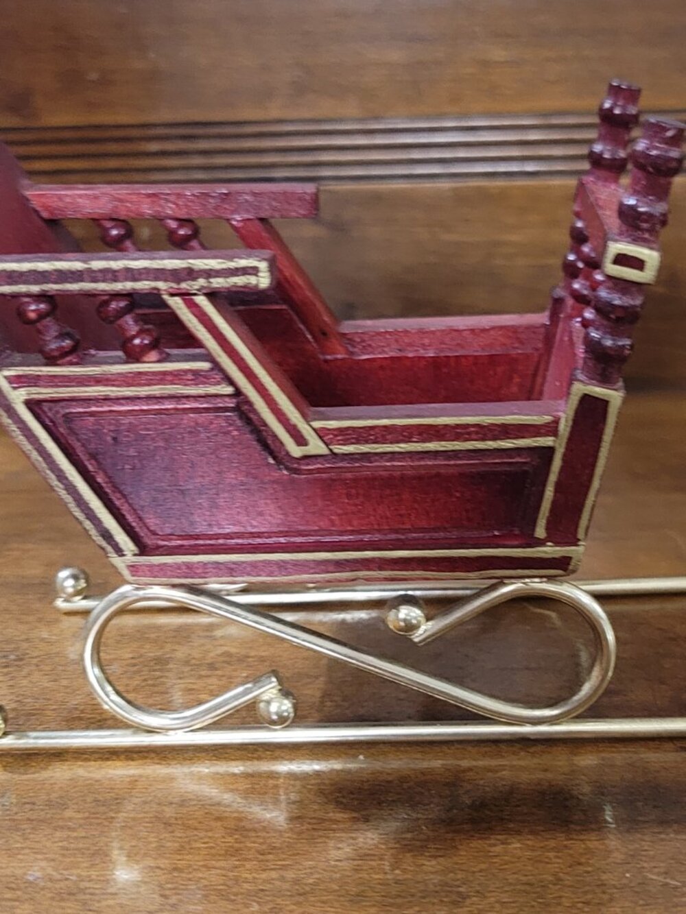 Vintage Red Wooden Sleigh